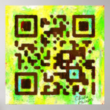 "Go green" oil painted QR code Print