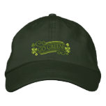 Go Green Shamrocks and Text embroidered hats