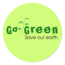 Go Green! Round Stickers