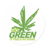 Go Green Weed Round Stickers