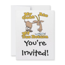 goat ate my tax return cartoon personalised invites