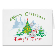 Goat Christmas Baby's First Christmas Greeting Card
