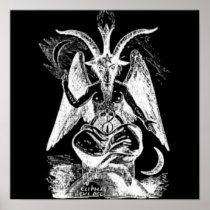 Goat Of Mendes Black And White Poster