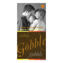 Gobble Gobble Multicolored Thanksgiving Photo Card