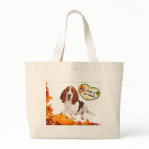Gobble til you Wobble Thanksgiving Basset Tote Bags