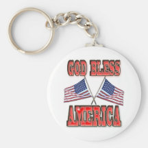 God Bless America Crossed Flags Keychain