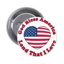 God Bless America Pinback Button