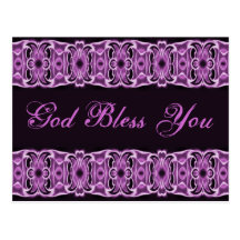 God Bless You purple black Postcard