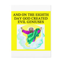 god created evil geniuses post card