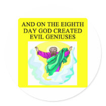 god created evil geniuses sticker