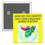god created horse racing pinback buttons