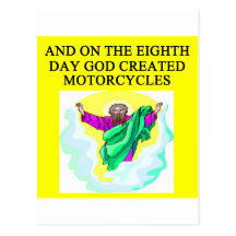 god created motorcycles post cards