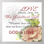 God Is Love, The Greatest Gift Personalised Poster