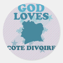 God Loves Cote Divoire Round Stickers