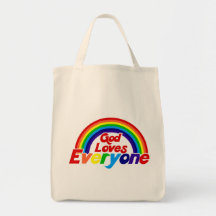 God Loves Everyone Gay Rainbow Tote Bags