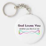 God loves you whether you like it or not keychains
