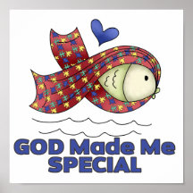God Made Me Special Autism Fish Symbol Print