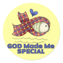 God Made Me Special Autism Fish Symbol Round Sticker