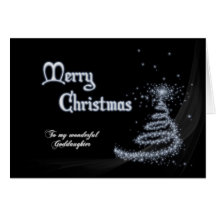 Goddaughter, a Black and white Christmas card