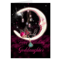 Goddaughter Birthday Card - Fantasy Moon Fairy