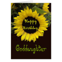 GODDAUGHTER Custom Name Happy Birthday Sunflower Greeting Card
