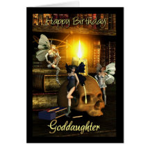 goddaughter, fairy lights - fairy birthday card