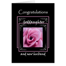 GODDAUGHTER Wedding Congratulations - Pink Rose Cards