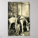 Goddess and Horse Vintage Print