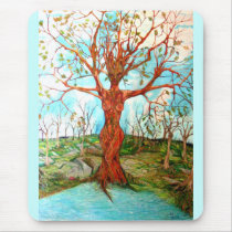 Goddess Tree Figure in Autumn Spiritual Painting Mouse Pads