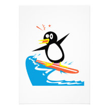 gofy surfing penguin invitation