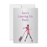 Going Away Party Event Girl with Luggage Custom Invitation