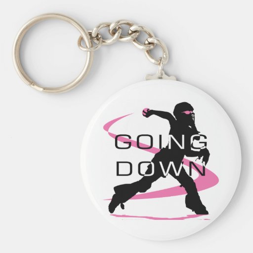 Going Down Pink Catcher Softball Key Chain