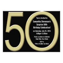 Gold 50th Birthday or Anniversary Party Invitation