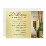 Gold 50th Birthday Party Invitations with Monogram