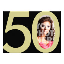 Gold 50th Photo Birthday or Other Party Invitation
