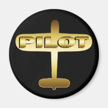 GOLD AIRPLANE PILOT REFRIGERATOR MAGNET