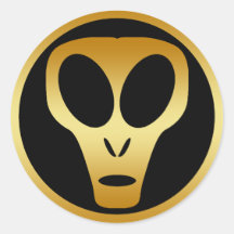 GOLD ALIEN HEAD STICKERS
