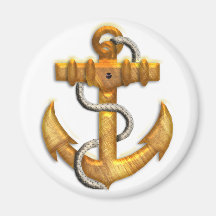 Gold Anchor Refrigerator Magnet