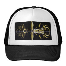 Gold and Black Armour Brass Rings Fractal Gifts Mesh Hats