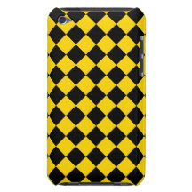 Gold and Black Diagonal Checkerboard Design iPod Case-Mate Cases