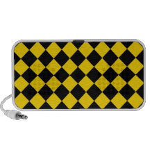 Gold and Black Diagonal Checkerboard Design iPhone Speakers