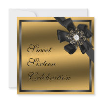 Gold and Black Diamond Bowed Invite