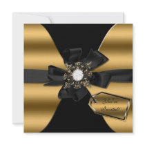 Gold and Black Diamond Bowed Invite
