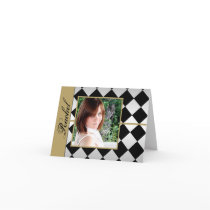 Gold and Black Diamond Tile Graduation Thank You Greeting Cards
