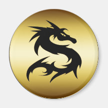 GOLD AND BLACK DRAGON FRIDGE MAGNETS
