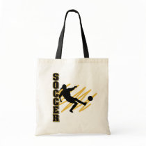 Gold and Black Female Soccer Player Canvas Bag