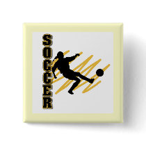 Gold and Black Female Soccer Player Pin