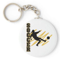 Gold and Black Female Soccer Player Key Chains