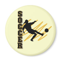 Gold and Black Female Soccer Player Magnets