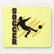 Gold and Black Female Soccer Player Mousepad